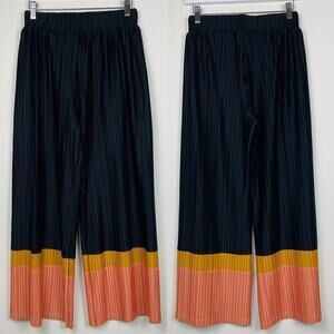 Anthropologie Dolan wide leg trouser black orange elastic waistband size XS